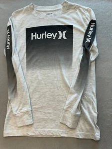 Hurley T Shirt Kids Boy's Large 12-13 Heather Gray Long Sleeve Graphic Logo Tee - Picture 1 of 5