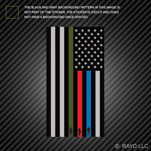 Pegatina vertical delgada línea azul bandera militar bombero policía bandera americana Foto 1 de 1