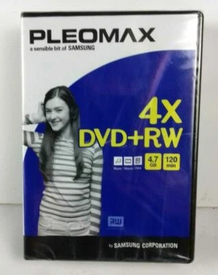 3 Pack Pleomax Samsung 4X DVD+RW 1.7GB 120 Min ReWritable Blank DVDs Brand New - Image 1 of 4