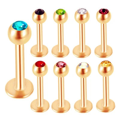 2X Kristall Roségold Labret Lippen Piercing Monroe Ohr Stecker Nasen Stud Ring - Bild 1 von 4