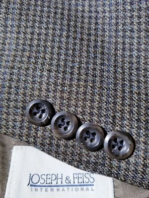 Blazer Chaqueta Deportiva Abrigo J & Feiss 50R Marrón Púrpura Azul Cuadros Lana Tweed Foto 1 de 4