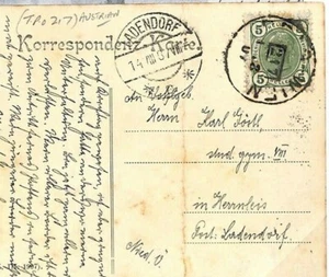 Austria Card *TPO #217* Railway Ladendorf 1907 Postcard PPC{samwells-covers}L309 - Picture 1 of 9