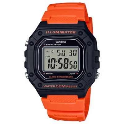 Casio W218H-4B2V, Reloj Cronógrafo, Correa Resina Naranja, Alarma, Iluminador Foto 1 de 2