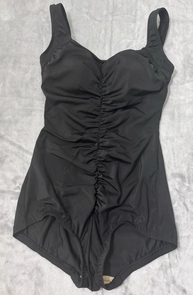 Maxine of Hollywood Traje de Baño Negro 12 Acanalado Abdomen Control Sujetador Incorporado Foto 1 de 4