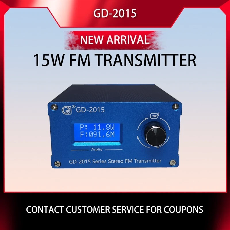 15W FM Transmitter Stereo USB Play Radio Station Transmitter Chips QN8007 TNC - Image 1 of 4