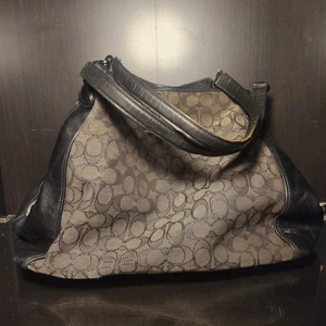 Large Coach Handbag Jacquard Leather Detail Damaged and Dirty - Picture 1 of 11