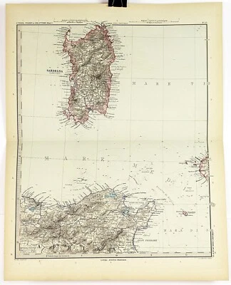 Mapa Alemán de Italia 1897 parte 3 de Stieler's Hand Atlas 19 x 15 Foto 1 de 3