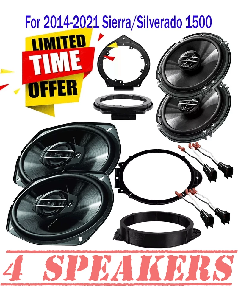 Pioneer Front/Rear Door Speakers for 2014-2021 Chevy Silverado & GMC Sierra 1500 - Image 1 of 4