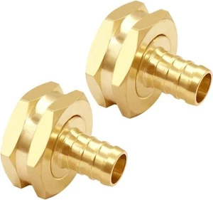 2PCS Solid Brass 1/2" PEX Barb to 3/4" GHT Female Garden Hose End Connector  - Picture 1 of 2