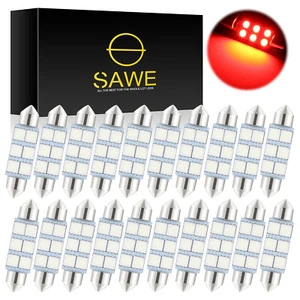 20 x SAWE 41mm 42mm 6SMD LED Dome Map Interior Light Bulbs 578 211-2 212-2 Red - Picture 1 of 6