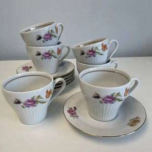 JLMENAU Graf Von Henneberg German Democratic Republic WhiteFloral Tea Cup Saucer - Picture 1 of 20
