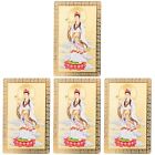 4pcs Chinese Style Amulet Metal Kwan Yin Luck Auspicious Success Protection Card