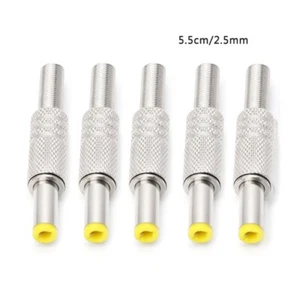 5 Pcs 5.5x2.5mm DC Power Jack Male Plug Metal Adapter Connector - Picture 1 of 7