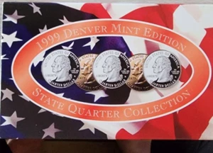 1999 DENVER MINT EDITION STATE QUARTER COLLECTION w/COA- DE, GA, NJ, PA, CT - Picture 1 of 3
