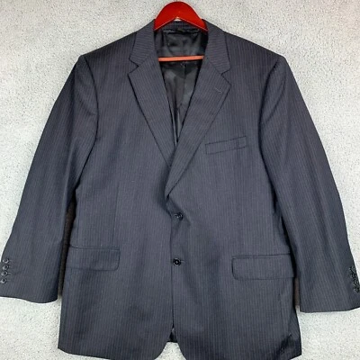 Jos A Bank Blazer Men 48R Black Stripe Wool Signature Gold Suit Jacket - Image 1 of 4