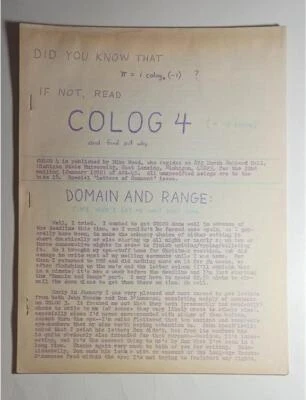 COLOG SCIENCE FICTION FANZINE #4 JAN 1970 MIKE WOOD APA-45 22ND MAILING - Image 1 of 2