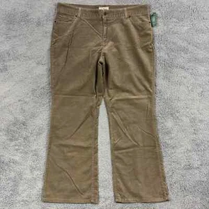 LL Bean Pants Womens 20 Regular Brown Velvet Straight Leg Stretch Pockets NWT - Picture 1 of 13