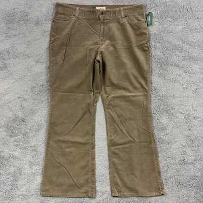 Pantalones LL Bean para mujer 20 regulares marrón terciopelo pierna recta bolsillos elásticos nuevos con etiquetas Foto 1 de 4