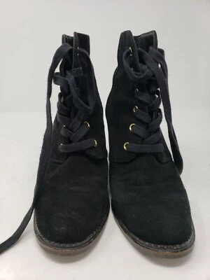Usado en Excelente Condición Kate Spade New York Negro Gamuza Cuña Botines con Cordones Talla 9M Foto 1 de 4