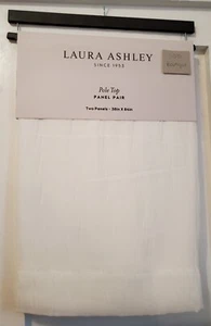 NEW! Laura Ashley White Sheer Curtain 38 x 84 Pair Pole Top Panel 2 pc SET - Picture 1 of 6