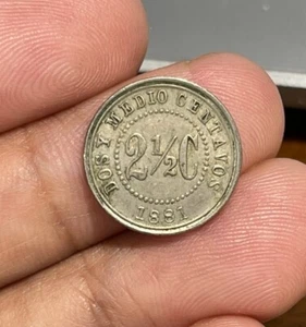 1881 Colombia 2-1/2 Centavos Coin - Picture 1 of 2