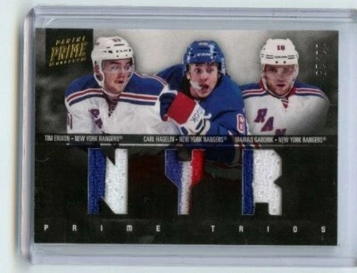 2011-12 Panini Prime Trios Jerseys Prime #23  Hagelin/ Gaborik/ Erixon 12/25 - Image 1 of 2