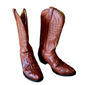 Stivali western da cowboy Botas Jaca in pelle marrone croc da uomo taglia 7 Southwestern - Foto 1 di 13