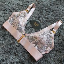 Bordelle Vita Triange Soft Cup Bra Rose pink floral embroidered 24k SS XS NWT
