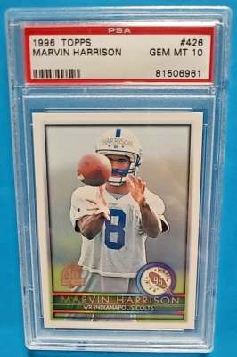 1996 Marvin Harrison Topps Rookie RC #426 PSA 10 GEM MINT Indianapolis Colts HOF - Image 1 of 2
