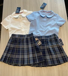 French Toast Peter Pan Collar Shirts & Chaps Plaid Uniform Skirts—Size 4 Girls - Picture 1 of 7