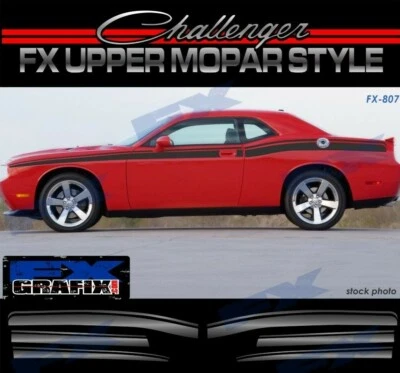2008 - 2023 Dodge Challenger Upper Body Mopar Style #1 Quality Stripes Graphics - Image 1 of 2