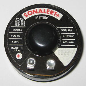 Mallory 42mm Sonalert Buzzer – 2900 Hz – 64 to 76 dBA – 4 to 28 V DC – SNP428