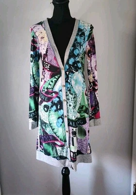 Custo Barcelona Falling in Love Long Sleeve Cardigan Sweater Tunic Duster Size 4 - Image 1 of 4