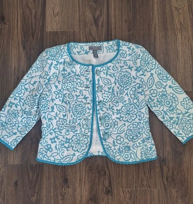 💙 Chaqueta Blazer Kate Hill Bordada Floral Talla 6P Coqueta Niña Preppy Romana Foto 1 de 4