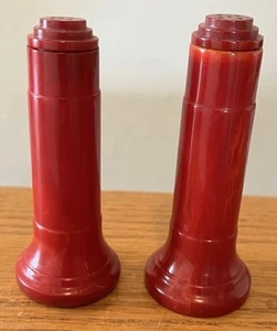 Vintage Red Bakelite Salt And Pepper Shakers - Picture 1 of 6