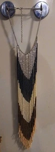 Elegante collar babero con flecos con cuentas Chevron Business Diva multicolor - Imagen 1 de 7