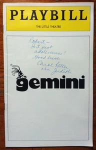 Cast Signed Playbill ~ GENINI ~ Carol Potter, Jonathan Hadary, Jessica James - Picture 1 of 4