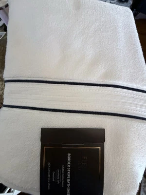 Sábana de baño Fieldcrest Luxury Borde a rayas de gran tamaño 35x70 nueva  Foto 1 de 4