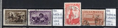 Soviet stamps 1941 SC#836-37;843-44 2Full sets Used C090009 - Image 1 of 2