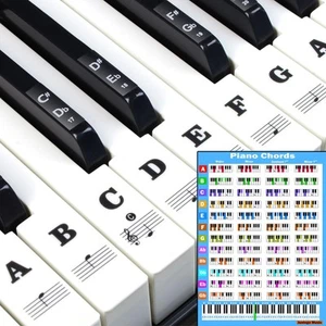 Piano Keyboard Stickers with Piano Chord Chart,for 88/61/54/49 Key,Note Letters - Picture 1 of 7