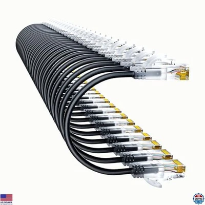 Premium Cat6a Patch Cables 0.5ft (24 Pack) - Slim, Pure Copper, 10G Speed, Black - Image 1 of 4