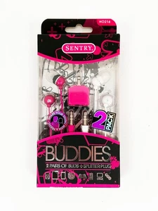 Sentry Buddies Earphones - 2 Stereo 3.5mm Earbuds + 1 Splitter Pink White HO216 - Picture 1 of 2