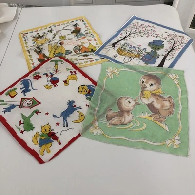 LOTE DE 4 patos vintage Hankie para niños, Simon simple, rimas infantiles, gatito Foto 1 de 4