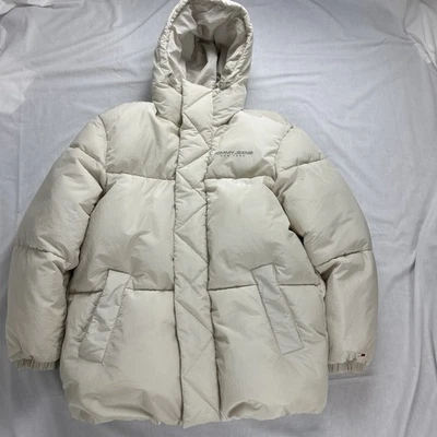 Abrigo Tommy Jeans Hombre Talla Pequeña Grueso Puffer Marfil  Foto 1 de 4