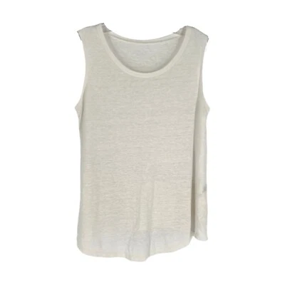 Camisa Benetton Stile Mezcla de Lino Mujer Talla Grande Blanca Marfil Tejido Volantes Dobladillo Foto 1 de 4