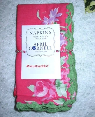 Servilletas de tela April Cornell Pink Cottage Rose - 100 % algodón - Juego de 4 Foto 1 de 4