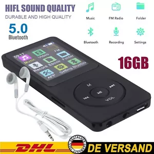 BLUETOOTH MP3 MP4 PLAYER LCD DISPLAY HIFI BASS MUSIK-SPIELER FM RADIO AUDIO 16GB - Bild 1 von 22