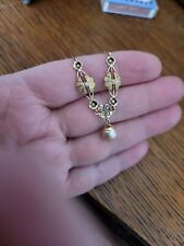 Victorian 14K Gold Natural Seed Pearl Lavalier Necklace