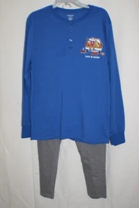 Life is Good Men's 2-Piece Sleep Set Top & Pant Football Tailgate Dog Sz M ~ New - Picture 1 of 9