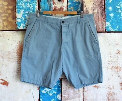 Pantalones Cortos Chinos Para Hombre H&M Divididos Botón Mosca Frente Plano TALLA 34 Azul PRE-USADO Foto 1 de 4